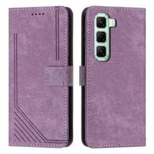 For Infinix Hot 50 Pro+ 4G Skin Feel Stripe Pattern Leather Phone Case with Lanyard(Purple)