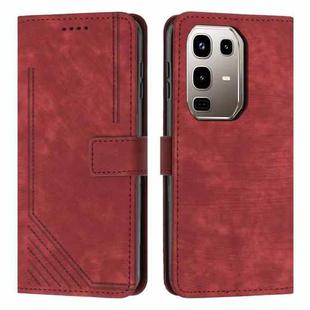 For Infinix Note 50 4G / 50 Pro 4G Skin Feel Stripe Pattern Leather Phone Case with Lanyard(Red)