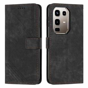 For Infinix Note 50 4G / 50 Pro 4G Skin Feel Stripe Pattern Leather Phone Case with Lanyard(Black)