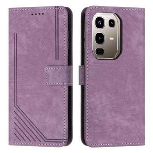 For Infinix Note 50 4G / 50 Pro 4G Skin Feel Stripe Pattern Leather Phone Case with Lanyard(Purple)