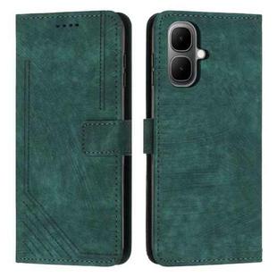 For Infinix Smart 10 4G Skin Feel Stripe Pattern Leather Phone Case with Lanyard(Green)