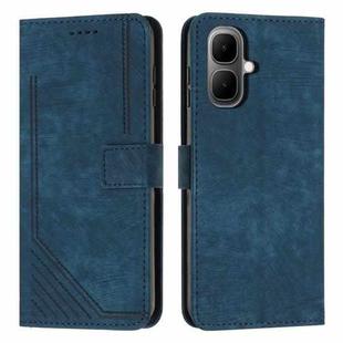 For Infinix Smart 10 4G Skin Feel Stripe Pattern Leather Phone Case with Lanyard(Blue)