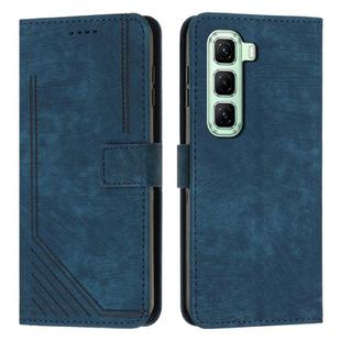 For Infinix Hot 60 Pro 4G Skin Feel Stripe Pattern Leather Phone Case with Lanyard(Blue)