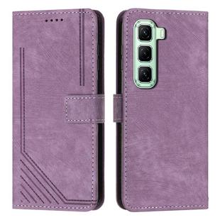 For Infinix Hot 60 Pro 4G Skin Feel Stripe Pattern Leather Phone Case with Lanyard(Purple)