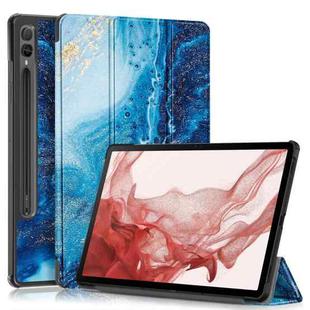 For Samsung Galaxy Tab S9+ Custer Painted 3-Fold Holder Smart Leather Tablet Case(Waves)