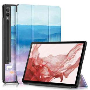 For Samsung Galaxy Tab S9+ Custer Painted 3-Fold Holder Smart Leather Tablet Case(Dream Deer)