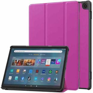 For  Amazon Fire Max 11 Custer Pure Color 3-Fold Holder Smart Leather Tablet Case(Purple)