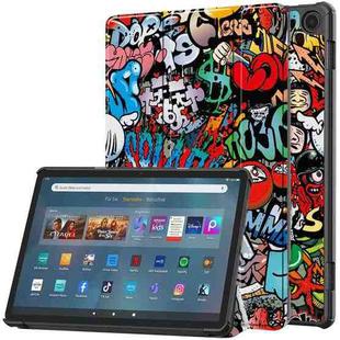 For Amazon Fire Max 11 Custer Painted 3-Fold Stand Leather Smart Tablet Case(Graffiti)