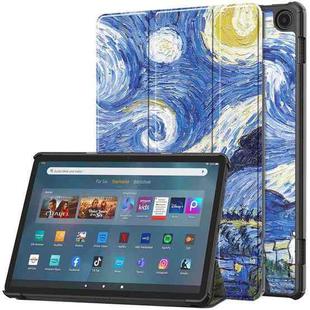 For Amazon Fire Max 11 Custer Painted 3-Fold Stand Leather Smart Tablet Case(Starry Sky)