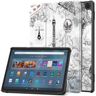 For Amazon Fire Max 11 Custer Painted 3-Fold Stand Leather Smart Tablet Case(Retro Eiffel Tower)