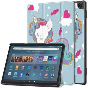For Amazon Fire Max 11 Custer Painted 3-Fold Stand Leather Smart Tablet Case(Unicorn)