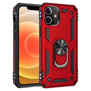 For iPhone 12 mini Shockproof TPU + PC Protective Case with 360 Degree Rotating Holder(Red)