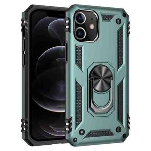 For iPhone 12 / 12 Pro Shockproof TPU + PC Protective Case with 360 Degree Rotating Holder(Dark Green)