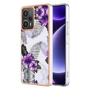 For Xiaomi Poco F5 5G/Redmi Note 12 Turbo Electroplating IMD TPU Phone Case(Purple Flower)