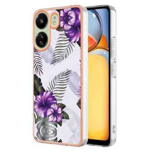 For Xiaomi Redmi 13C 4G Electroplating IMD TPU Phone Case(Purple Flower)