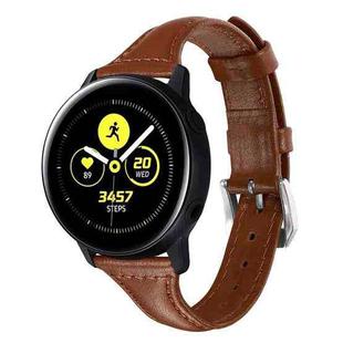 20mm T Slim Leather Watch Band for Samsung Galaxy Watch(Brown)