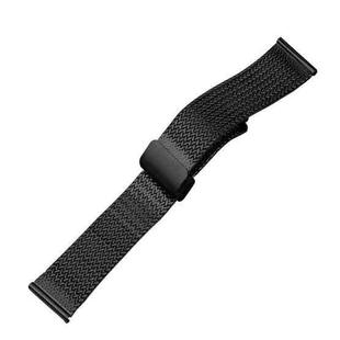 For Apple Watch SE 2022 44mm Magnetic Buckle Herringbone Mesh Metal Watch Band(Black)
