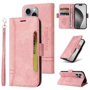 For iPhone 16 Pro Max BETOPNICE Dual-side Buckle Leather Phone Case(Pink)