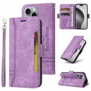 For iPhone 16 Pro Max BETOPNICE Dual-side Buckle Leather Phone Case(Purple)