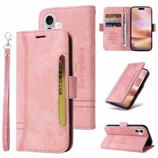 For iPhone 16 Plus BETOPNICE Dual-side Buckle Leather Phone Case(Pink)