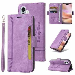 For iPhone 16 Plus BETOPNICE Dual-side Buckle Leather Phone Case(Purple)