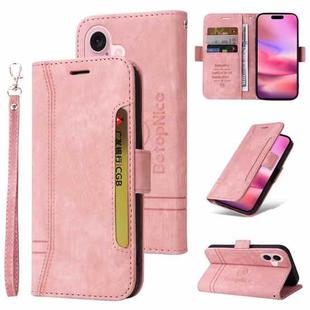 For iPhone 16 BETOPNICE Dual-side Buckle Leather Phone Case(Pink)