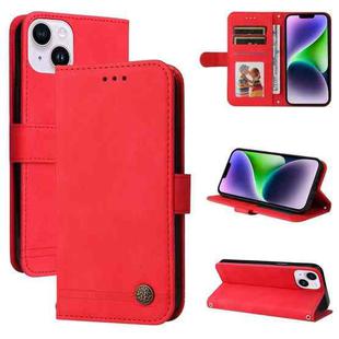 For iPhone 15 Skin Feel Life Tree Leather Phone Case(Red)