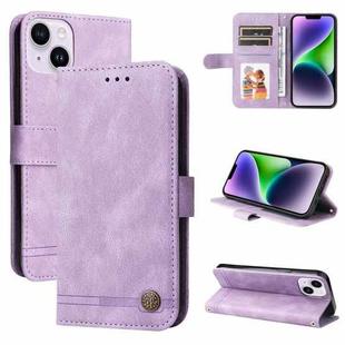 For iPhone 15 Skin Feel Life Tree Leather Phone Case(Purple)