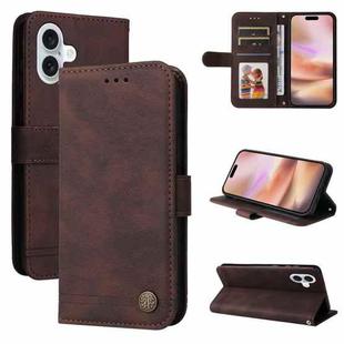 For iPhone 16 Plus Skin Feel Life Tree Leather Phone Case(Brown)