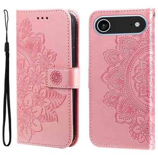 For iPhone 17 Air Seven-petal Flowers Embossing Leather Phone Case(Rose Gold)