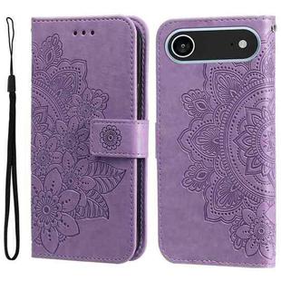 For iPhone 17 Air Seven-petal Flowers Embossing Leather Phone Case(Light Purple)