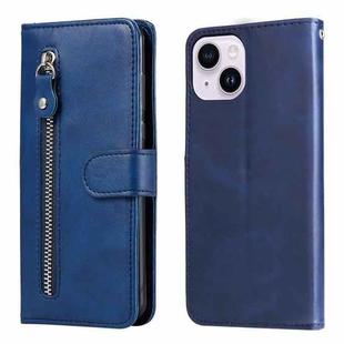 For iPhone 15 Fashion Calf Texture Zipper Leather Phone Case(Blue)