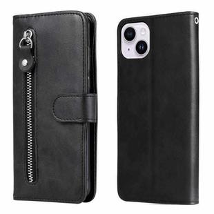 For iPhone 15 Plus Fashion Calf Texture Zipper Leather Phone Case(Black)