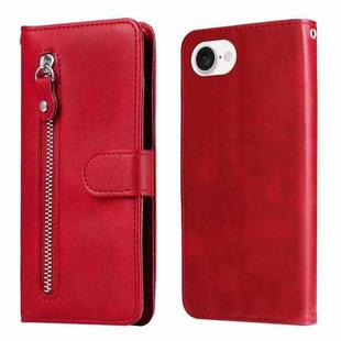 For iPhone SE 20224 Fashion Calf Texture Zipper Leather Phone Case(Red)