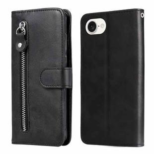 For iPhone SE 20224 Fashion Calf Texture Zipper Leather Phone Case(Black)