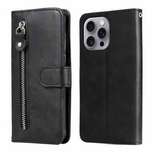 For iPhone 16 Pro Max Fashion Calf Texture Zipper Leather Phone Case(Black)