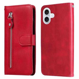 For iPhone 17 Fashion Calf Texture Zipper Leather Phone Case(Red)