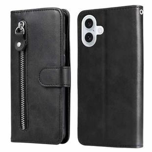 For iPhone 17 Fashion Calf Texture Zipper Leather Phone Case(Black)