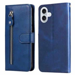For iPhone 17 Fashion Calf Texture Zipper Leather Phone Case(Blue)