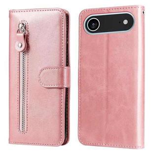 For iPhone 17 Air Fashion Calf Texture Zipper Leather Phone Case(Rose Gold)