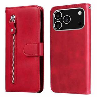 For iPhone 17 Pro Fashion Calf Texture Zipper Leather Phone Case(Red)