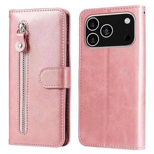 For iPhone 17 Pro Fashion Calf Texture Zipper Leather Phone Case(Rose Gold)