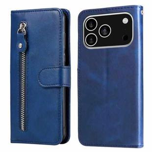 For iPhone 17 Pro Fashion Calf Texture Zipper Leather Phone Case(Blue)