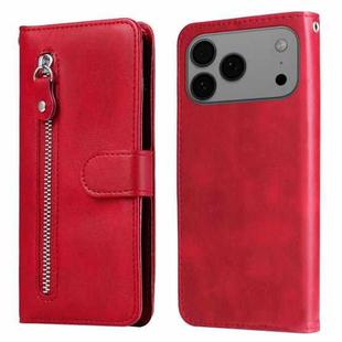 For iPhone 17 Pro Max Fashion Calf Texture Zipper Leather Phone Case(Red)