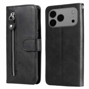 For iPhone 17 Pro Max Fashion Calf Texture Zipper Leather Phone Case(Black)