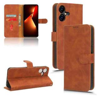 For Tecno Pova Neo 3 Skin Feel Magnetic Flip Leather Phone Case(Brown)