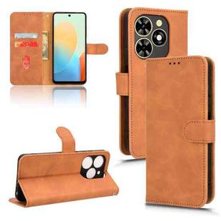 For Tecno Pop 8 Skin Feel Magnetic Flip Leather Phone Case(Brown)