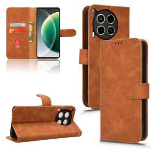 For Tecno Camon 30 4G Skin Feel Magnetic Flip Leather Phone Case(Brown)