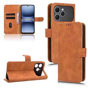 For Tecno Spark 40 4G Skin Feel Magnetic Flip Leather Phone Case(Brown)