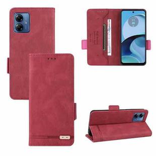 For Motorola Moto G14 Magnetic Clasp Leather Phone Case(Red)